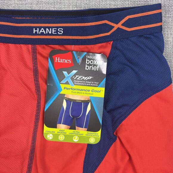 Hanes Mens X-Temp Performance Cool Tagless Boxer Briefs Red/Blue XL 3-Pack - Picture 4 of 6